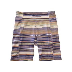Columbia Women's Yoga Bike Shorts Medium Striped Stretch Activewear Phone Pocket